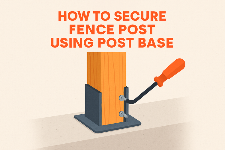 how to secure fence post using post base image