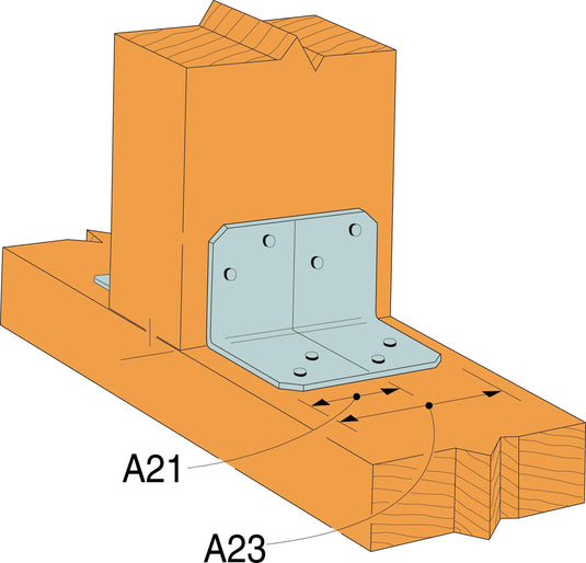 Simpson Strong-Tie A21 38 x 50 x 35 90 Degree Angle Bracket 1.2mm Pre-Galv
