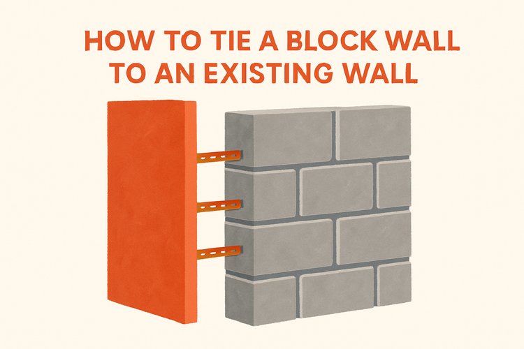 how to tie a block wall to an existing wall image