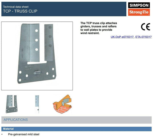 Simpson Strong-Tie TCP47 47mm Truss Clip Pre-Galvanised
