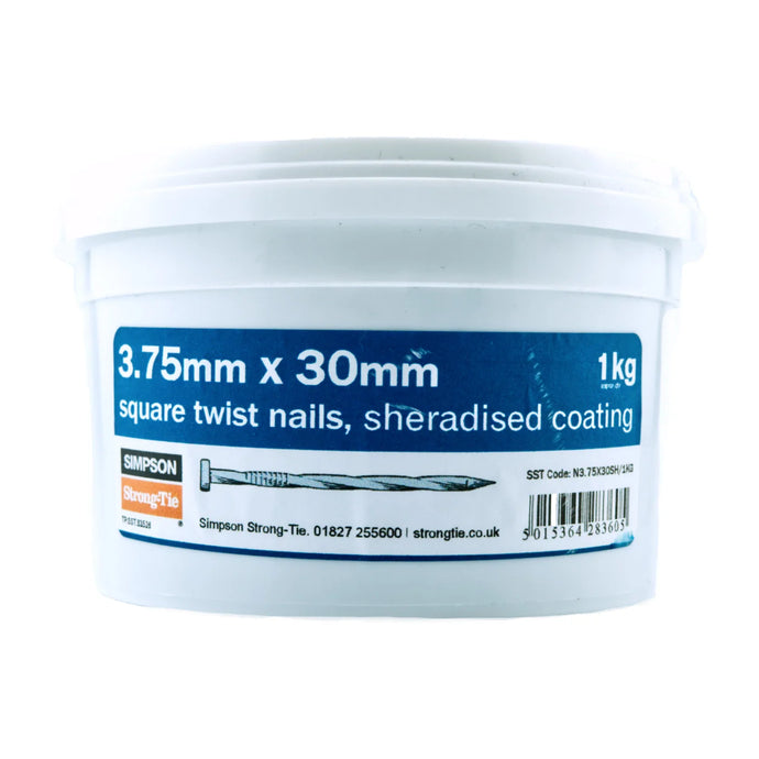 Simpson Strong-Tie SHERADISED Square Twist Nails 3.75mm x 30mm 1kg Tub N3.75SH