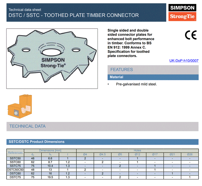 Load image into Gallery viewer, Simpson Strong-Tie SSTC50 Single Sided Timber Connector Dia. 48mm Hole Dia. 12mm
