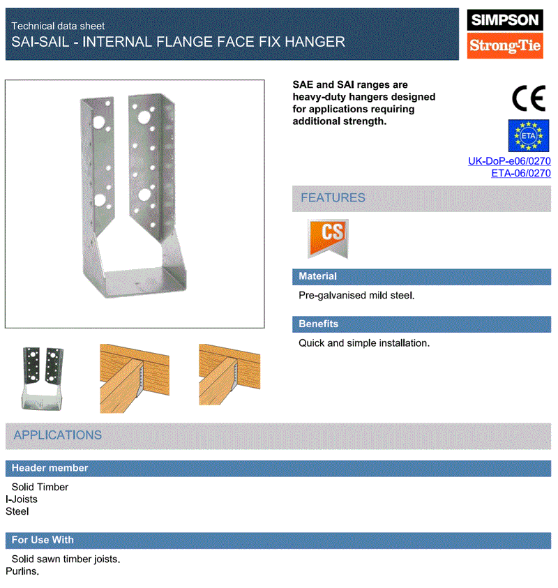 Load image into Gallery viewer, Simpson Strong-Tie SAI380/90/2 90mm Width x 145mm Height Concealed Hanger Pre-Galv
