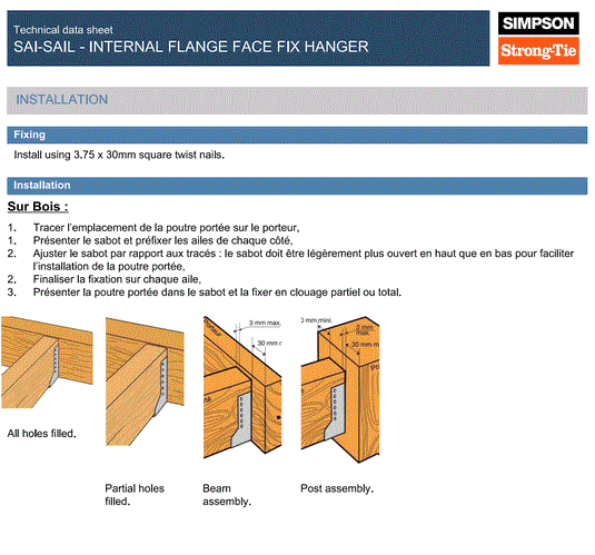 Simpson Strong-Tie SAI380/90/2 90mm Width x 145mm Height Concealed Hanger Pre-Galv